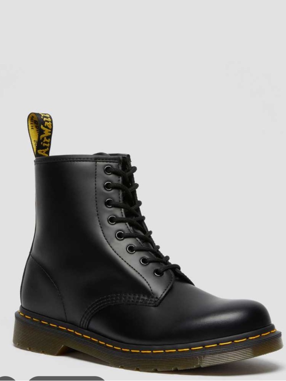 DR.MARTENS 1460 Black Combat Lace Up Boots Black Smooth Leather Women’s Size 5